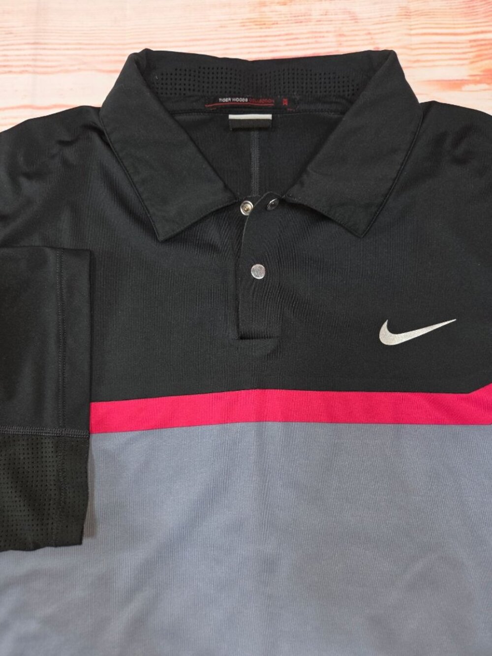 Nike Tiger Woods Collection Mens Dri-Fit Snap Polo Size Large